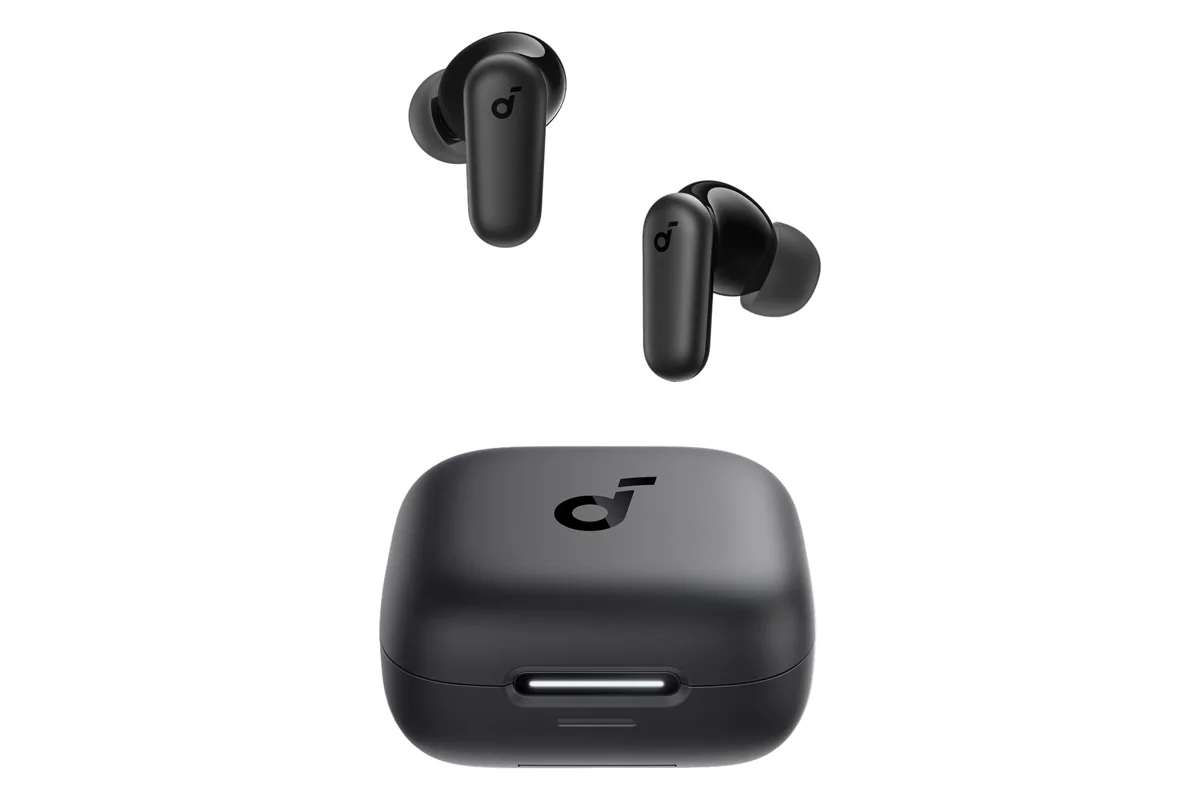 Soundcore P30i wireless earbuds with charging case in black